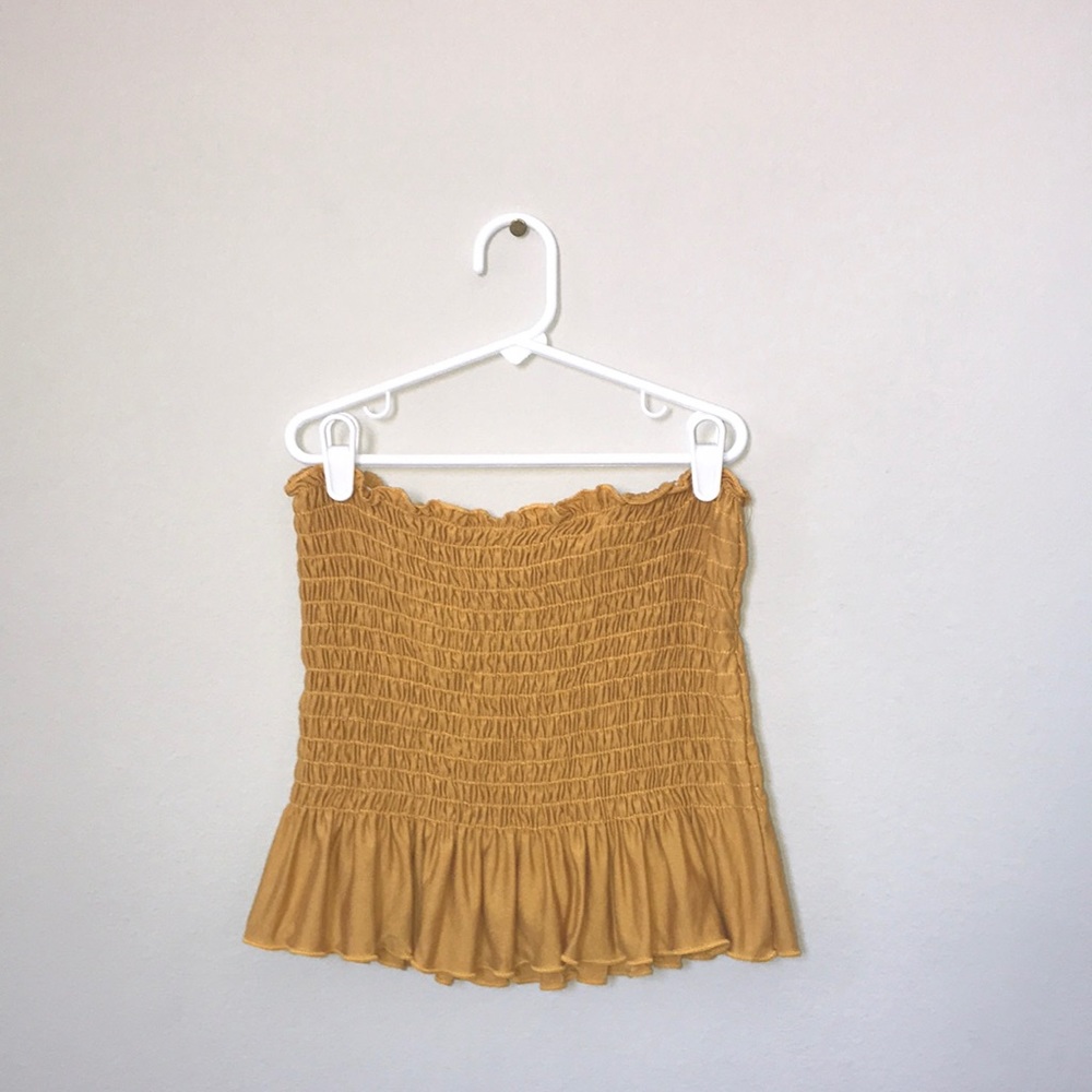 A yellow tube top